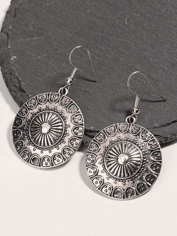 1pair Tribal Round Drop Earrings