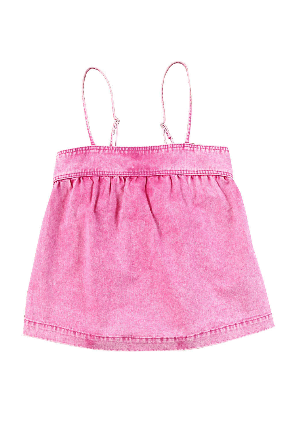 Gesmoktes Tanktop aus Denim in Mineralwaschung in Rosa