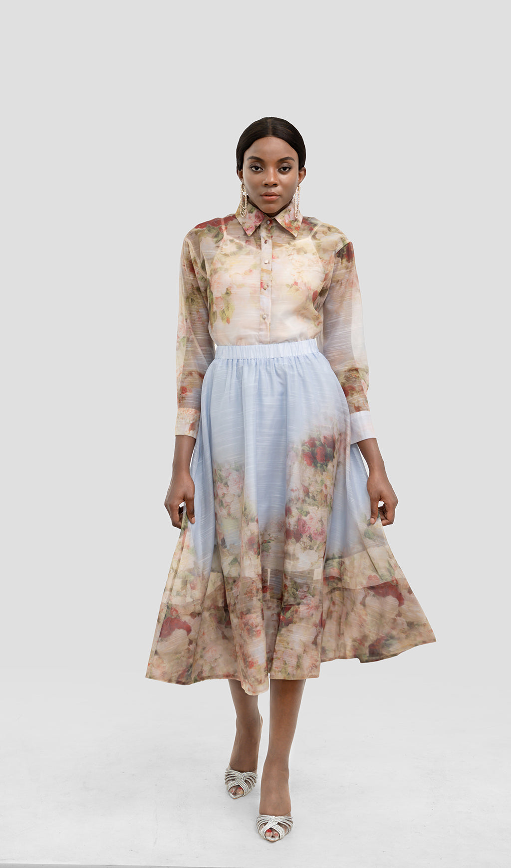 KATE FLORAL SHIRT SET MIDI DRESS