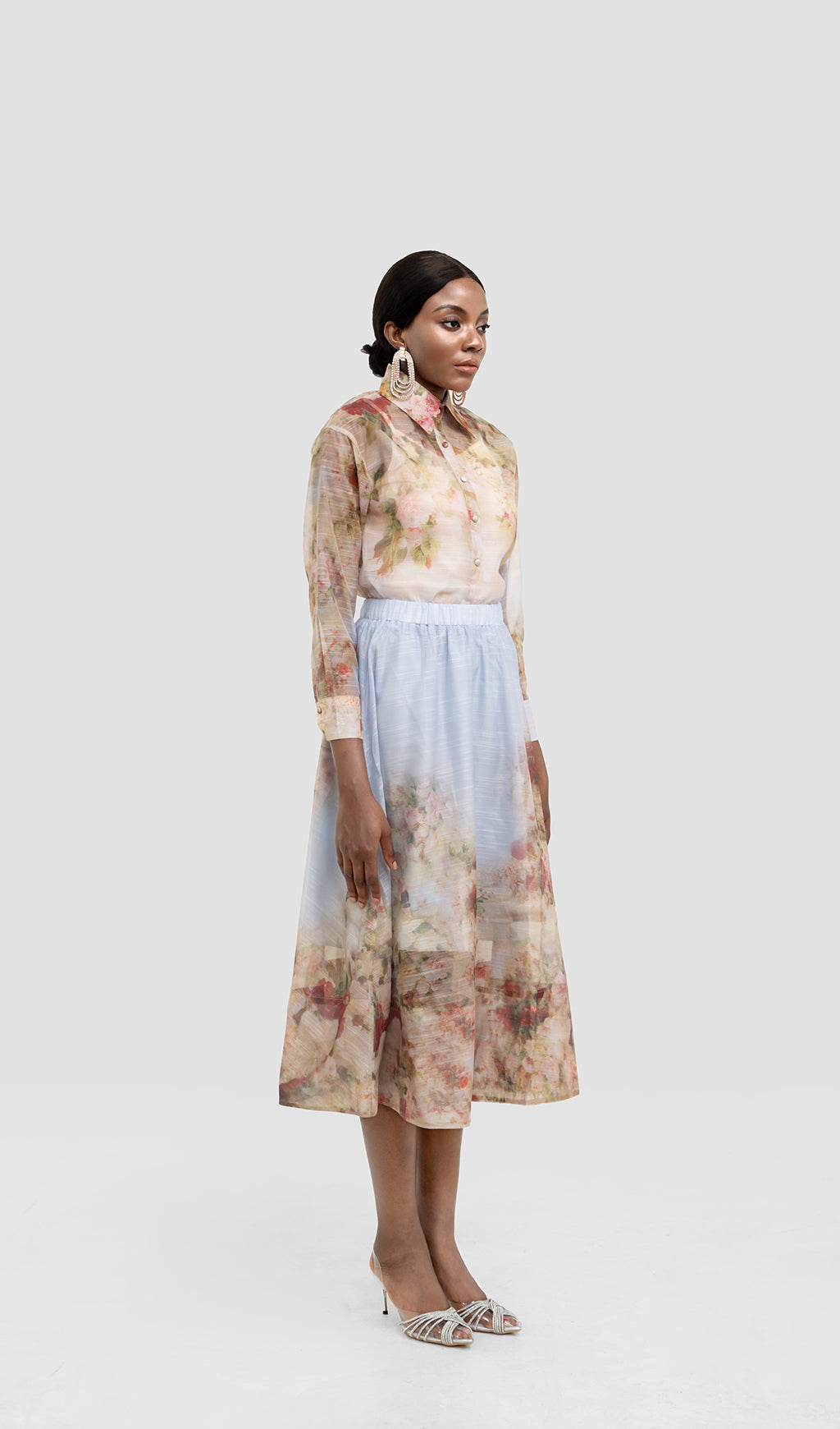 KATE FLORAL SHIRT SET MIDI DRESS