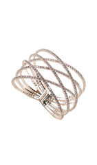 SILVER DIAMANTE LAYERED CUFF BRACELET