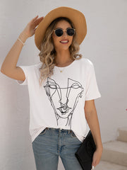 Loose Printed Dolman Sleeve T-Shirt