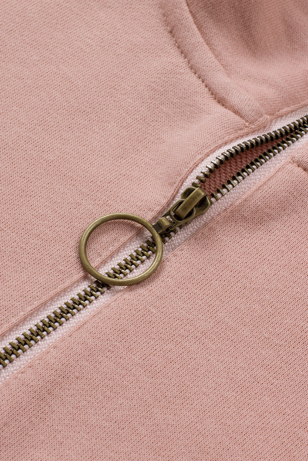 Pink Color Block Patch Bicep Quarter Zip Sweatshirt