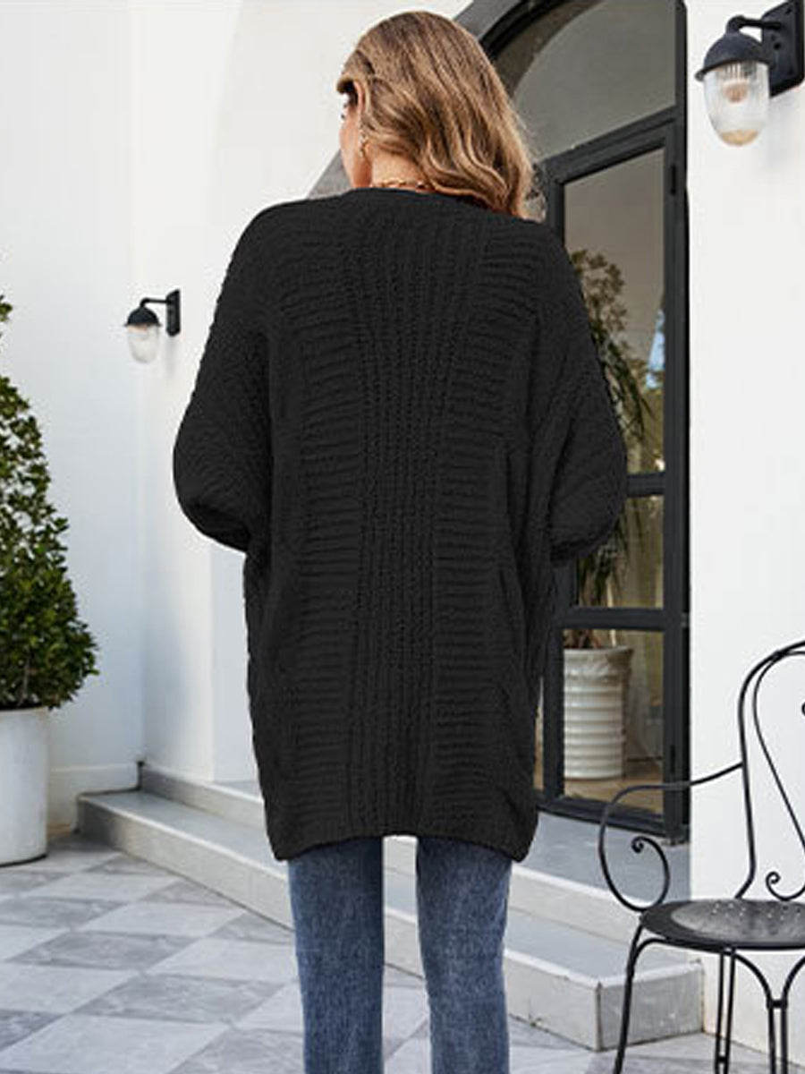 Loose And Cozy V Neck Cable Knit Sweater