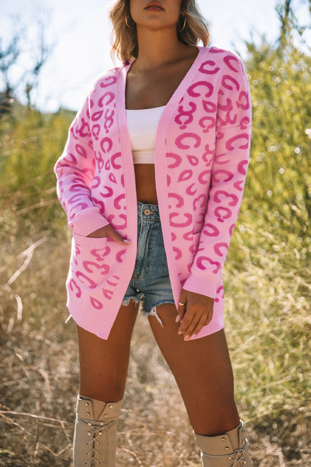 Pink Animal Print Leopard Cardigan