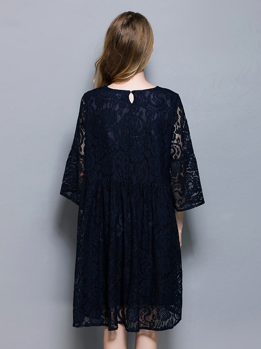 Size Curve Dresses Temperament Lace Loose Midi Dress