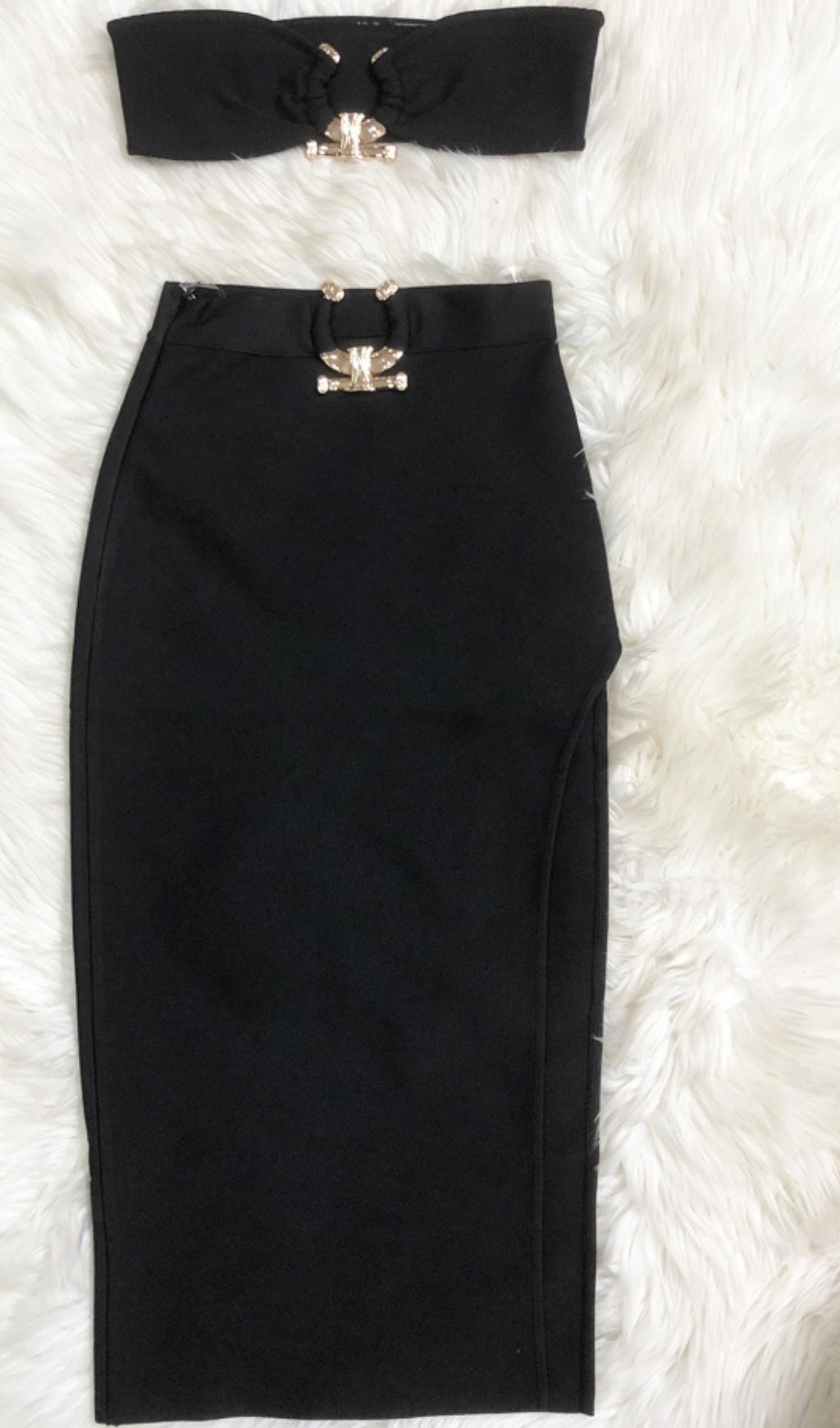 TRÄGERLOSES TOP MAXIKLEID ZWEITEILIGER ANZUG
