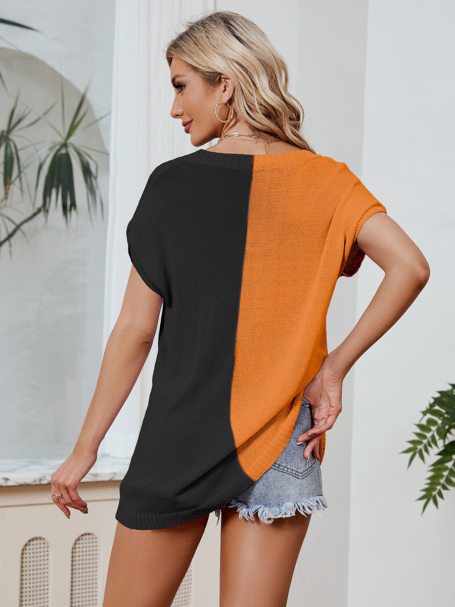 Women Dolman Short Sleeve Batwing Tunic Half Sleeve Oversized Casual Loose V Neck Knitted Sweater T Shirts