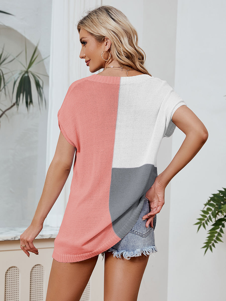 Women Dolman Short Sleeve Batwing Tunic Half Sleeve Oversized Casual Loose V Neck Knitted Sweater T Shirts