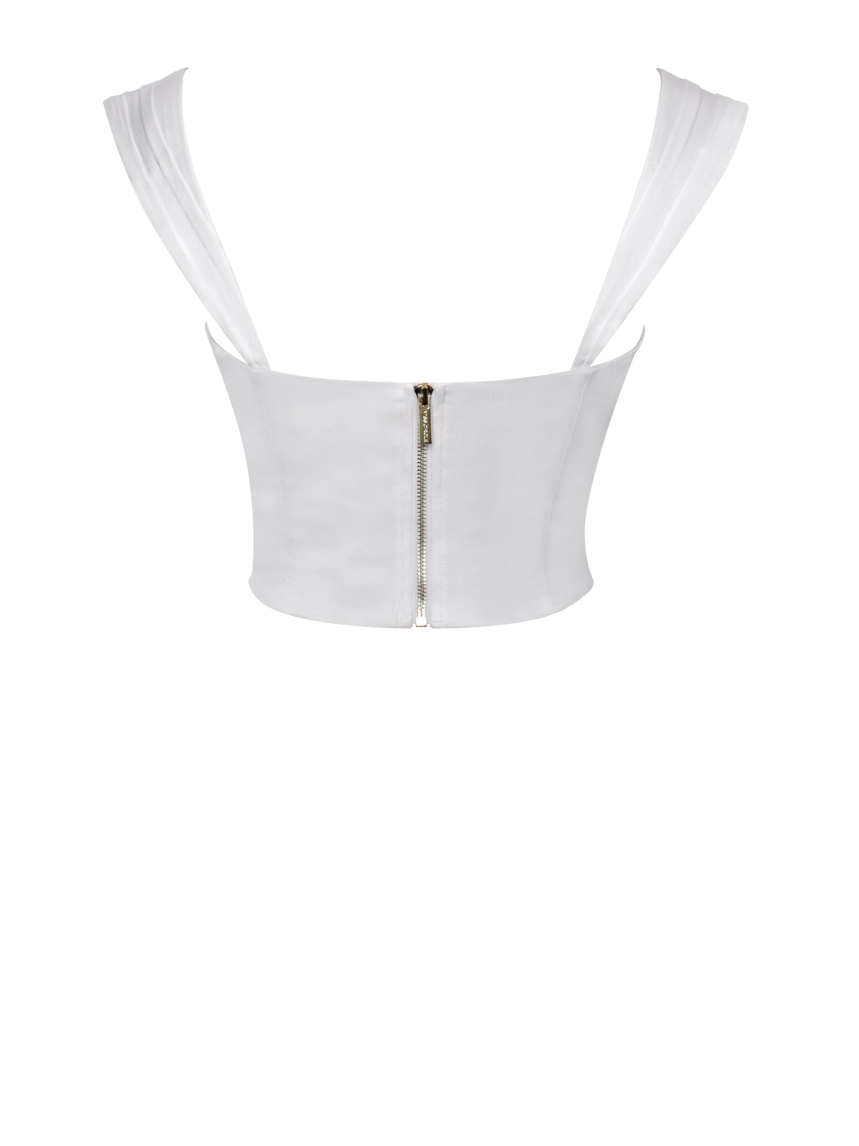 WHITE LACE SATIN CORSET TOP