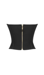 STRAPLESS CORSET CROPPED TOP IN BLACK