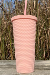Vaso de plástico mate reutilizable de color rosa