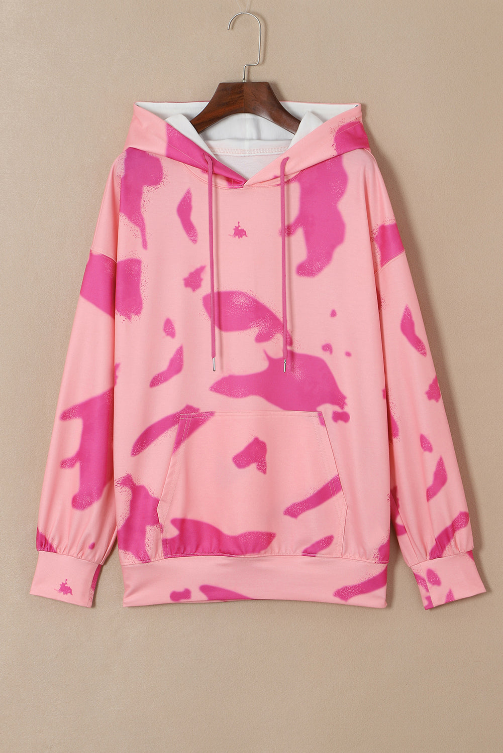 Moeak Blossom Tie Dye Kangaroo Pocket Drawstring Hoodie