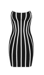 STRIPE MINI DRESS IN BLACK