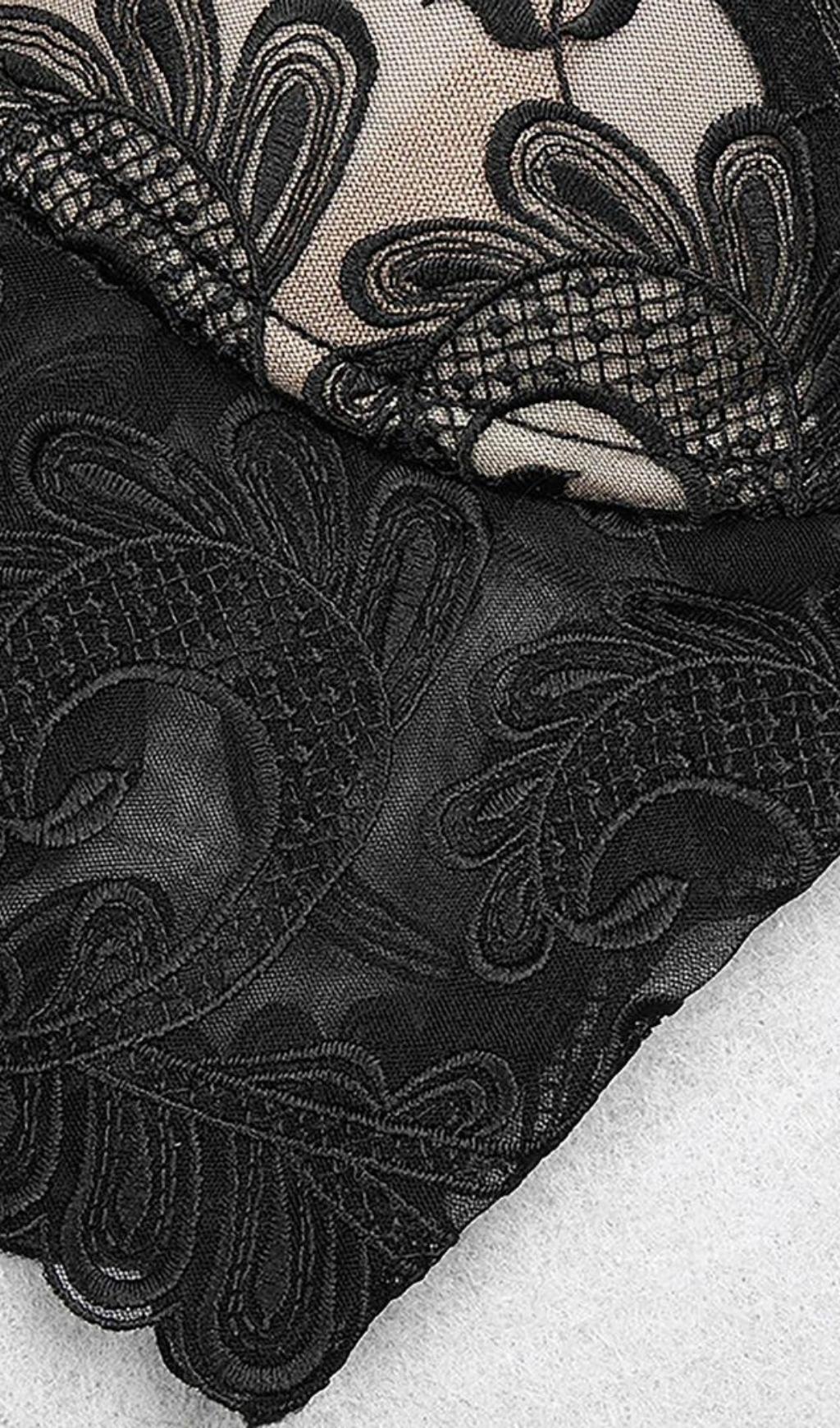 VESTIDO MINI DE DOS PIEZAS CON ENCAJE Y VESTIDO BANDAGE EN NEGRO