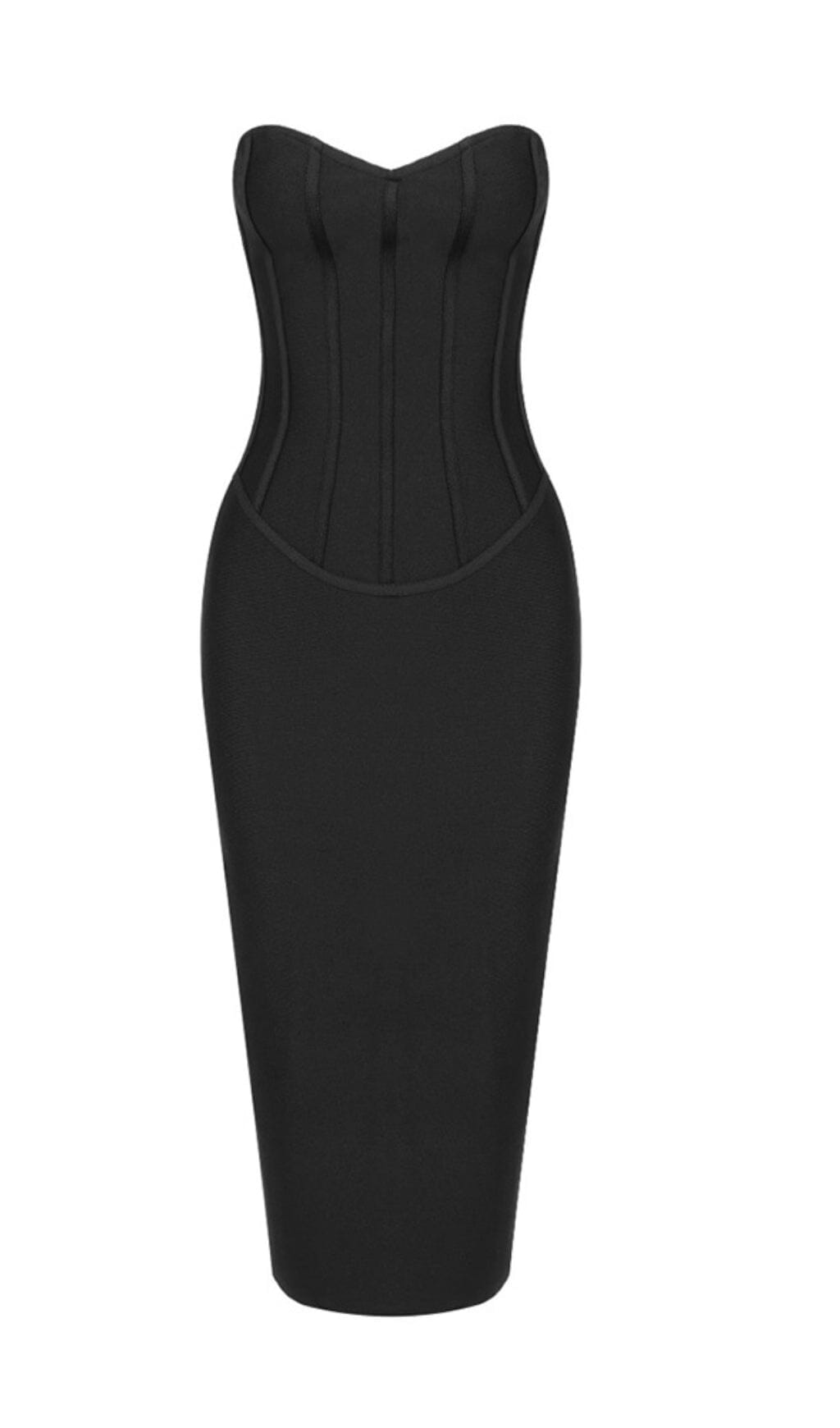 TUBE TOP TIGHT ZIPPER DRESS IN BLACK