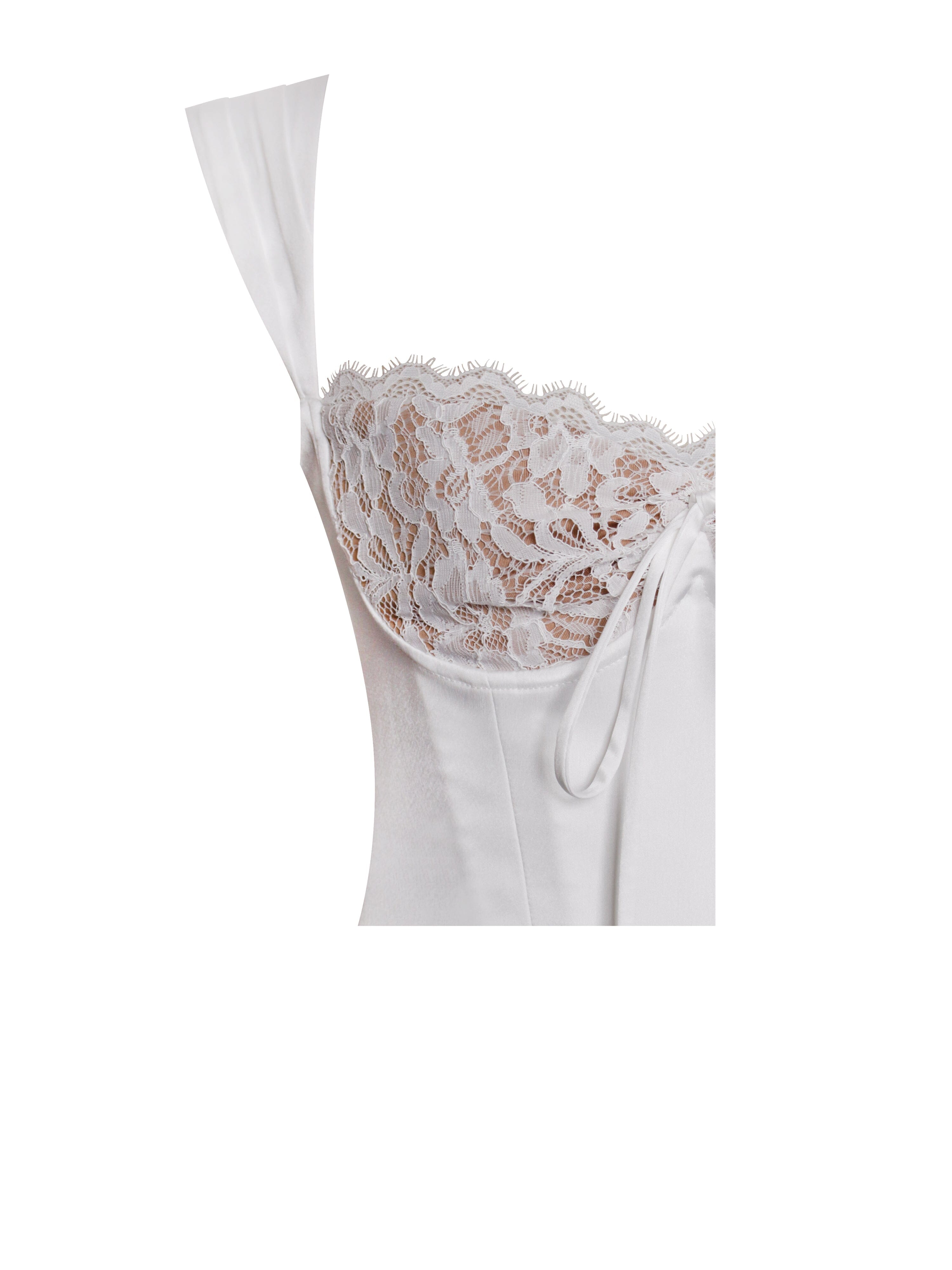 WHITE LACE SATIN CORSET TOP