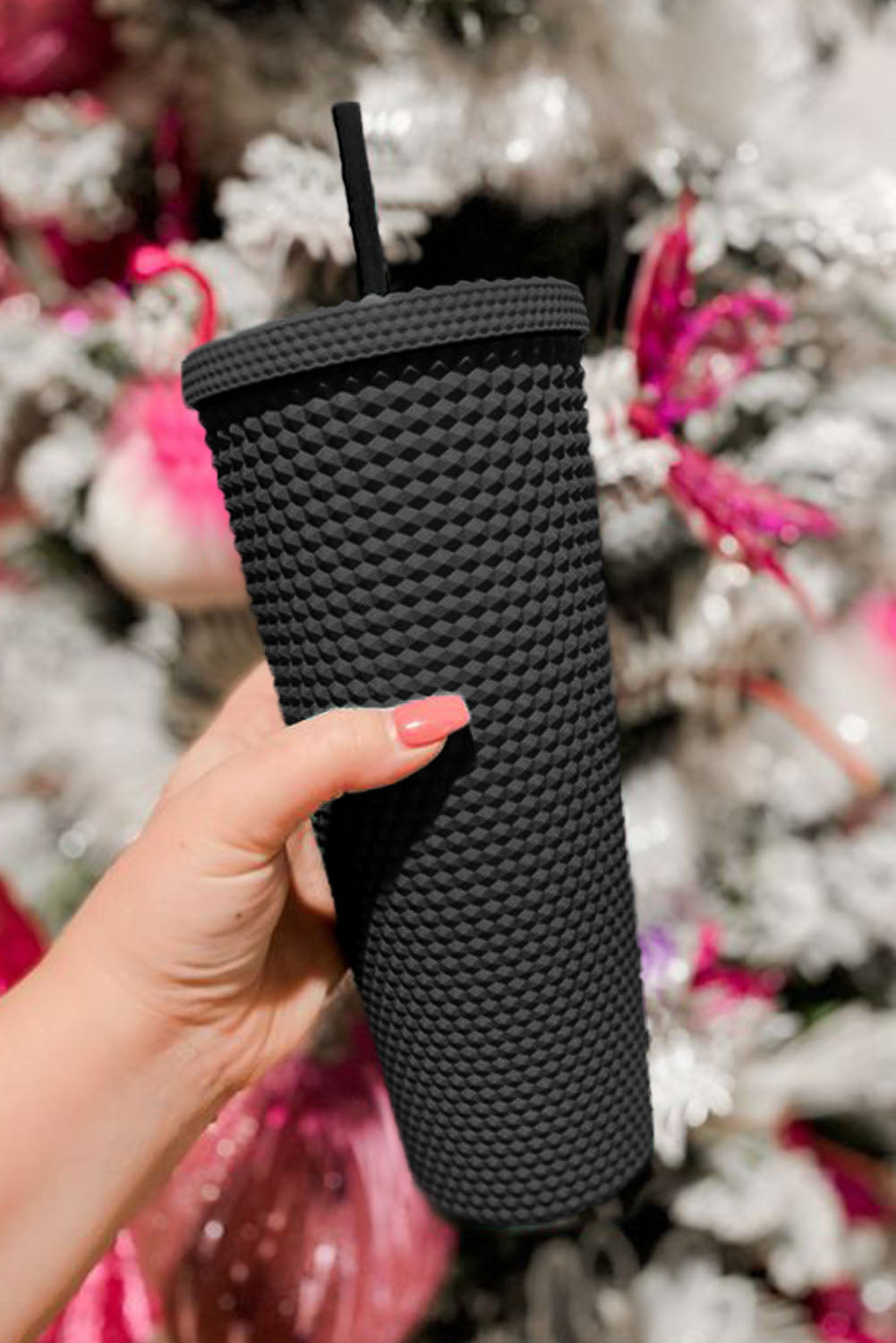 Vaso de plástico mate reutilizable de color rosa