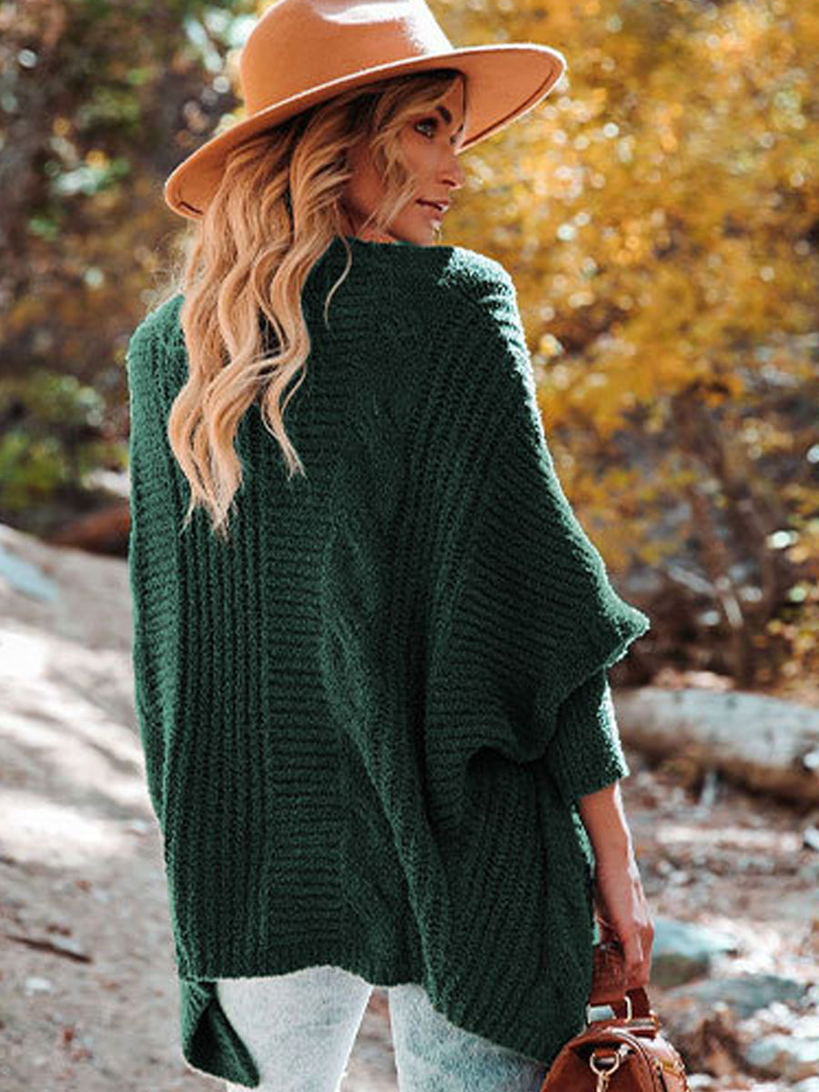 Loose And Cozy V Neck Cable Knit Sweater