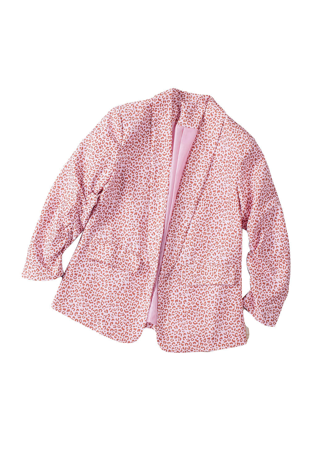 Pink 3/4 Sleeve Leopard Blazer