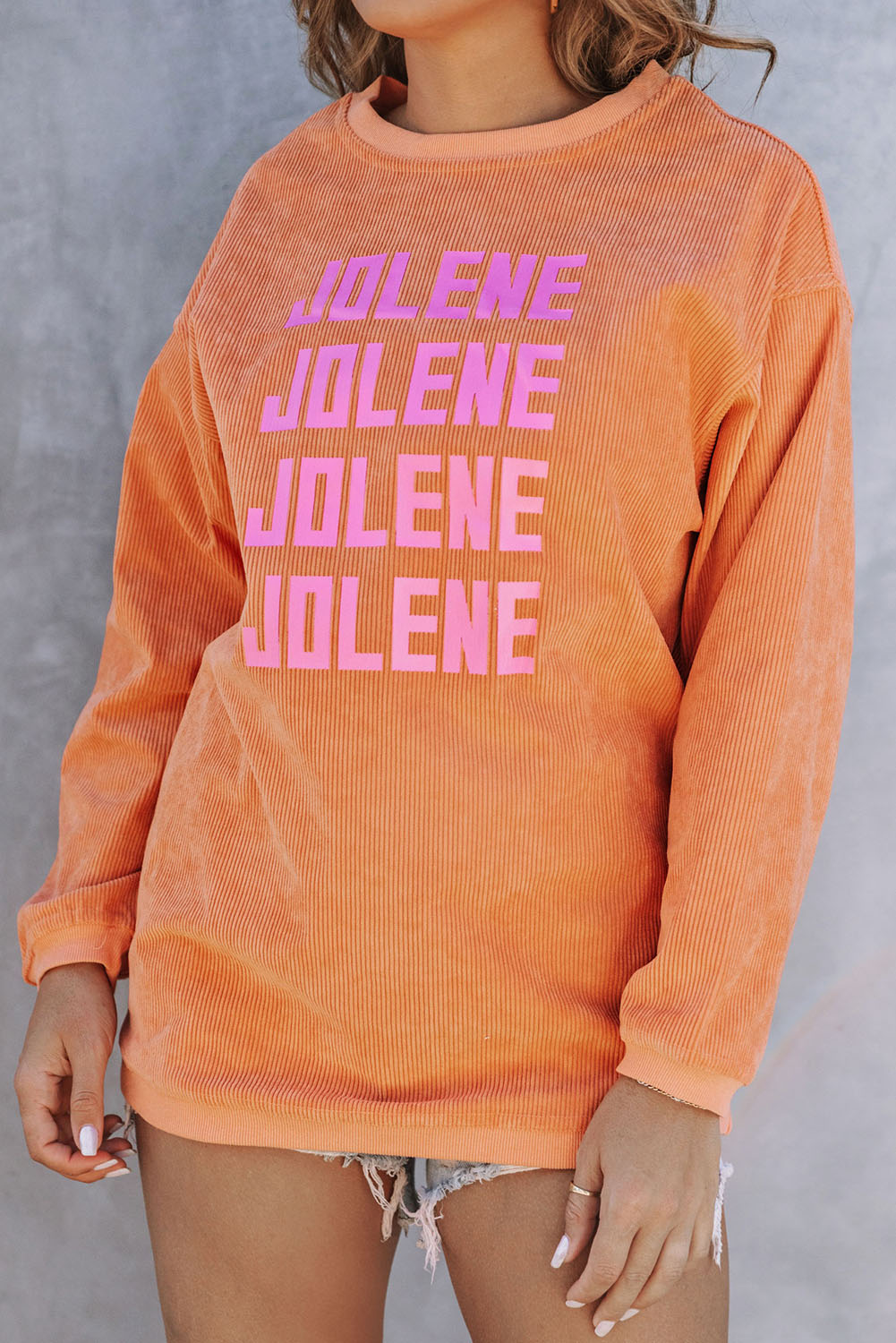 Orange THANKFUL Ribbed Corded Oversized Sweatshirt