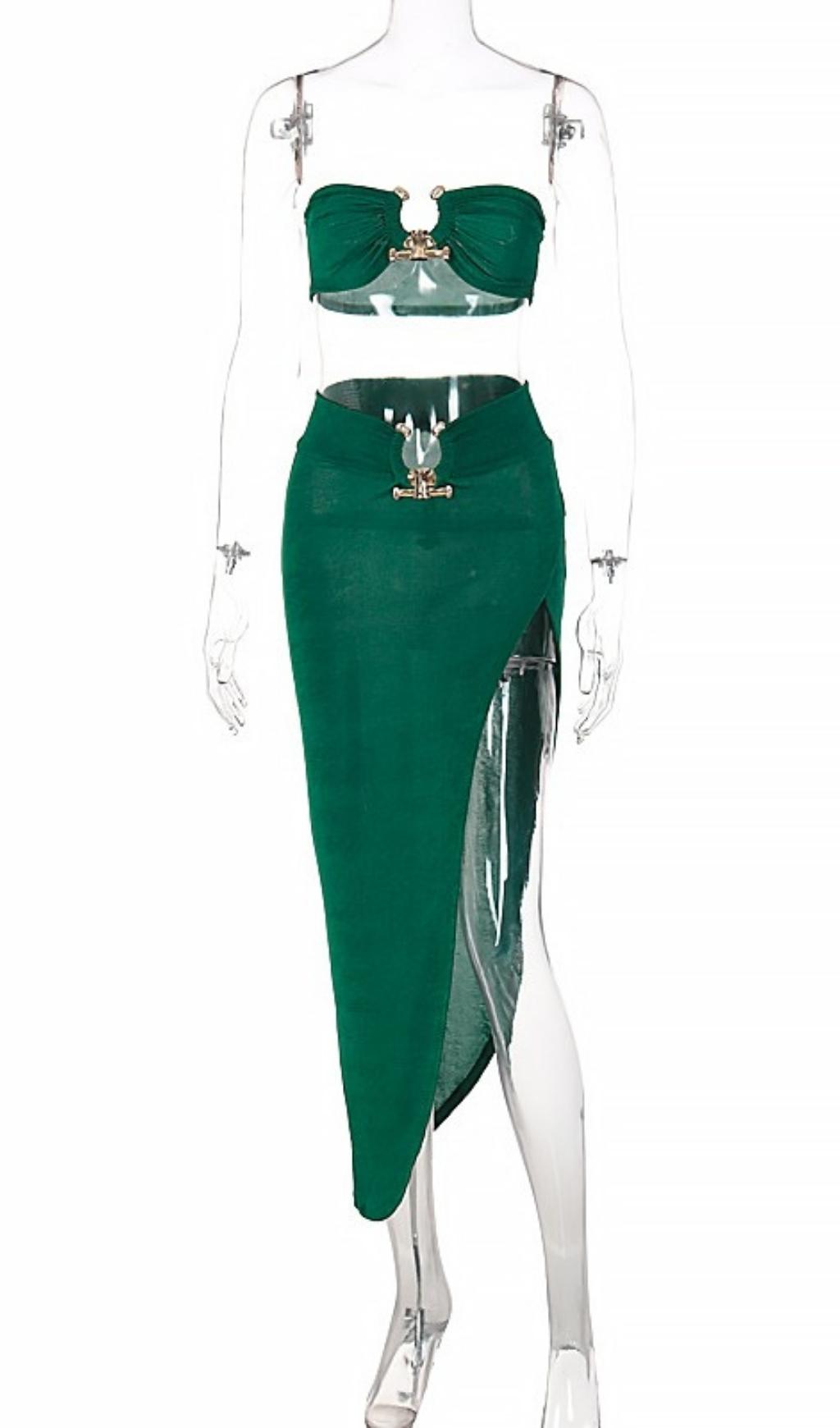 TRÄGERLOSES TOP MAXIKLEID ZWEITEILIGER ANZUG