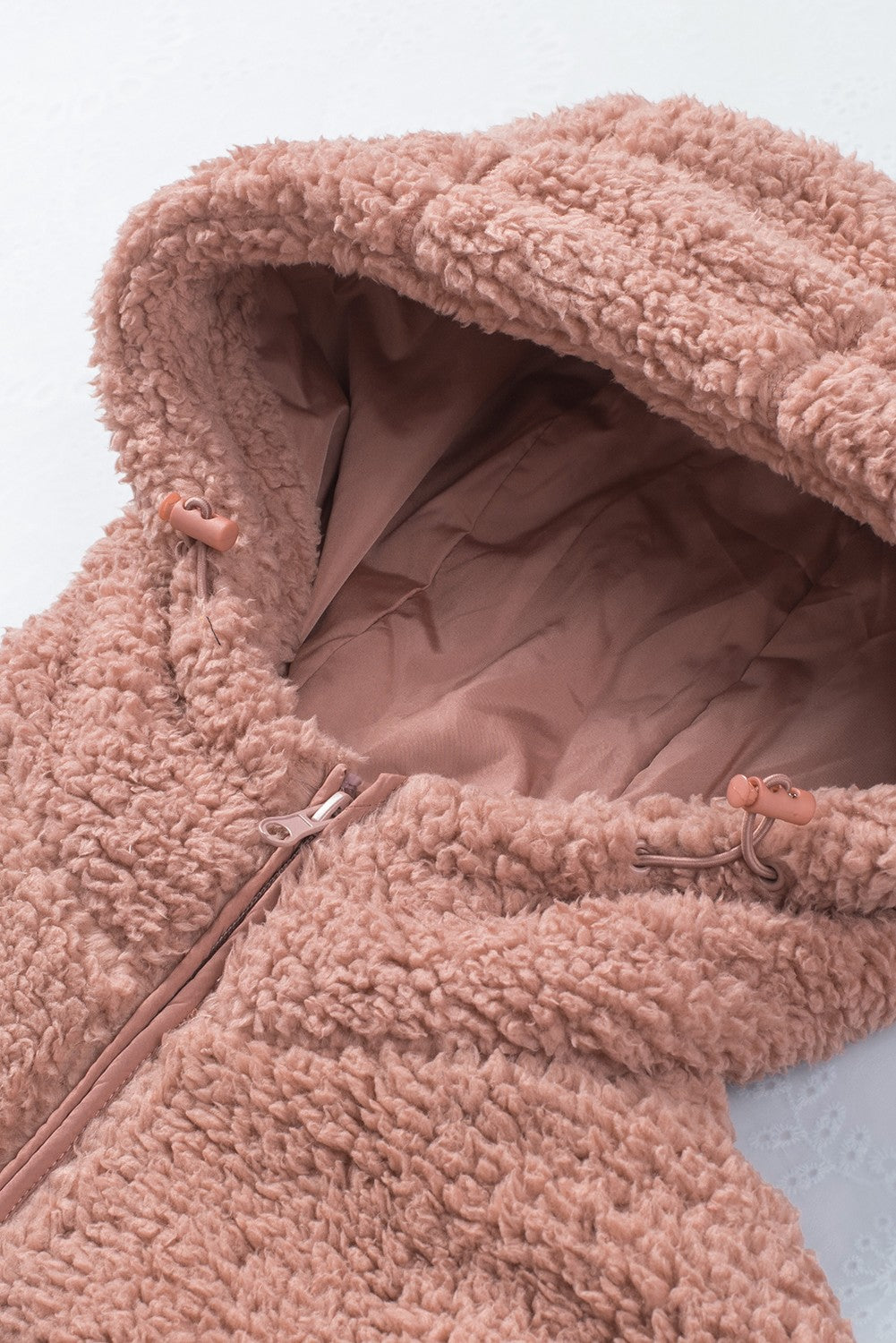 Pink Sherpa Zip Hooded Teddy Jacket