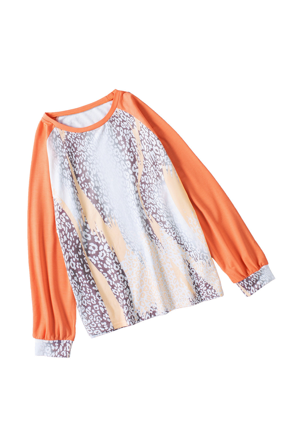 Orange Snakeskin Print Raglan Long Sleeve Plus Size Top