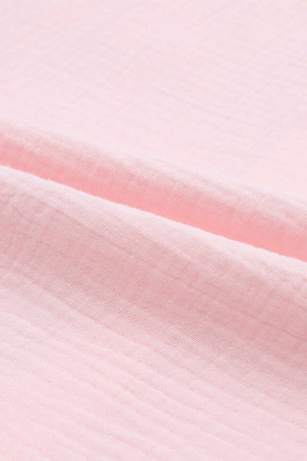 Pink Crinkle Texture Roll-tab Sleeve Shirt