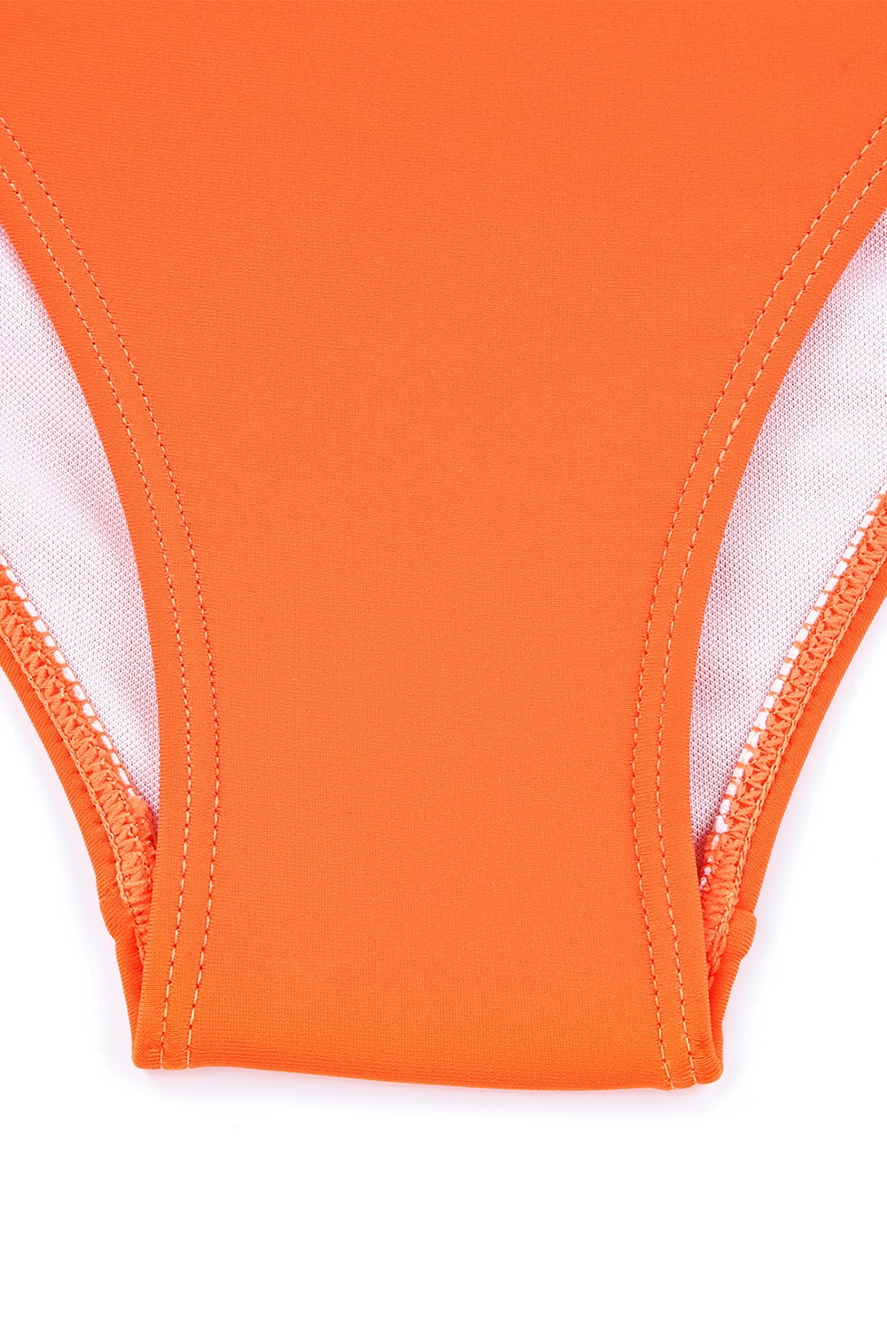 Orange Color Block Zipped Cut Out Bikini Swimwear