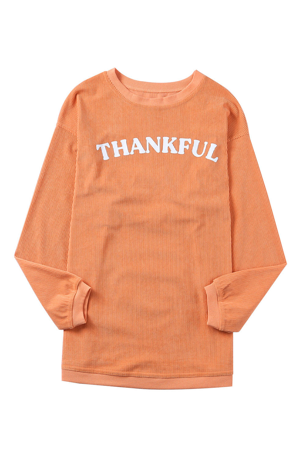 Orange THANKFUL Ribbed Corded Oversized Sweatshirt