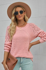 Pink Casual Cut Out Sweater Top