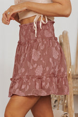 Pink Applique Smocked Frill Trim Mini Skirt