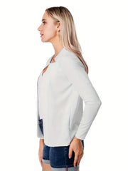 Solid Color Split Open Front Long Sleeve Elegant Blazer