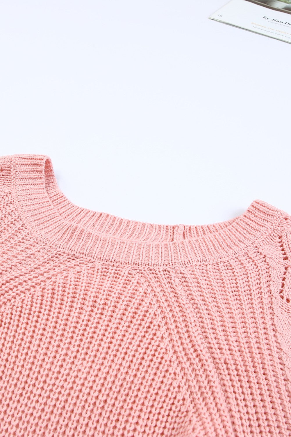 Pink Casual Cut Out Sweater Top