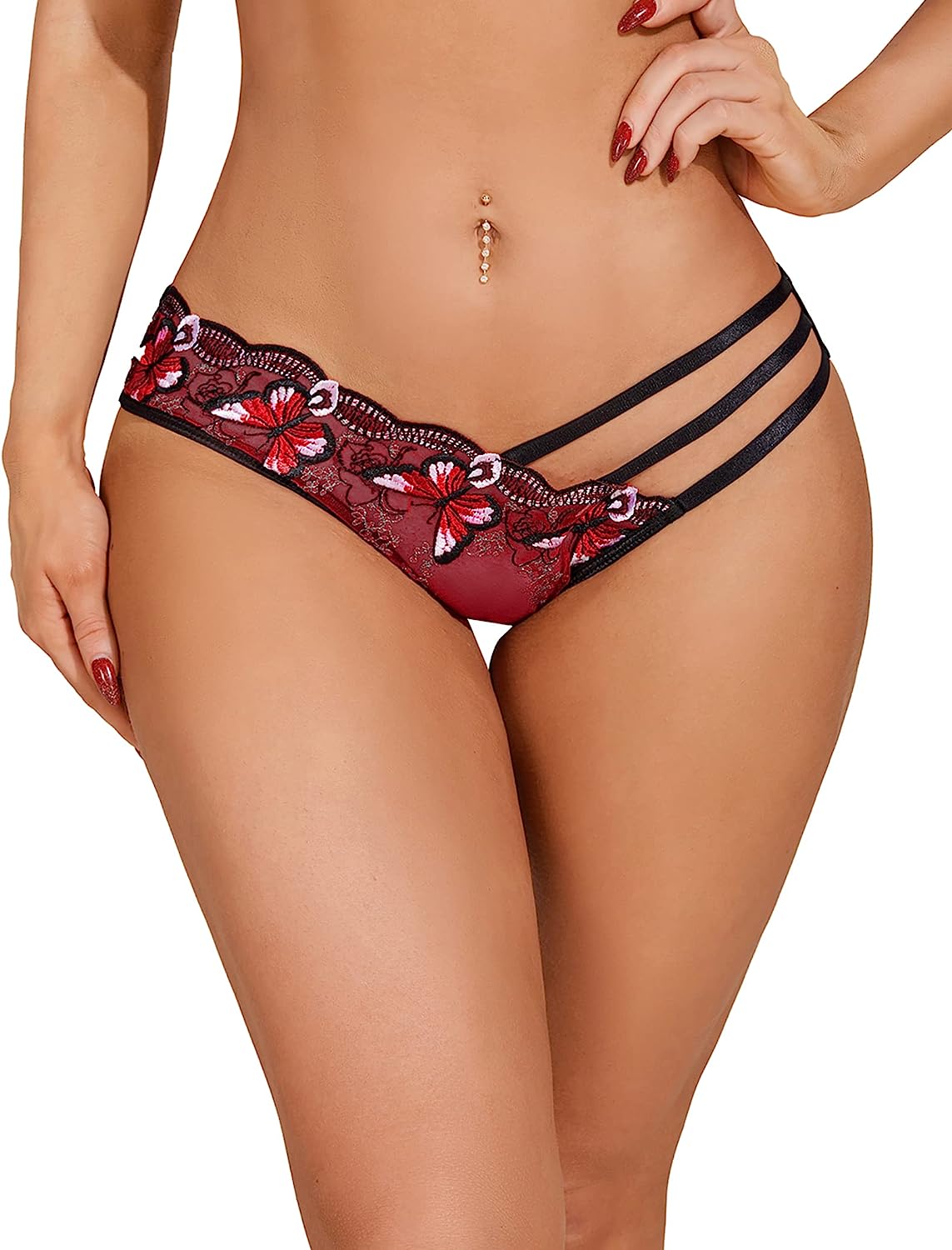 Avidlove Panties for Butterfly Embroidered Underwear Mesh Panties Pack