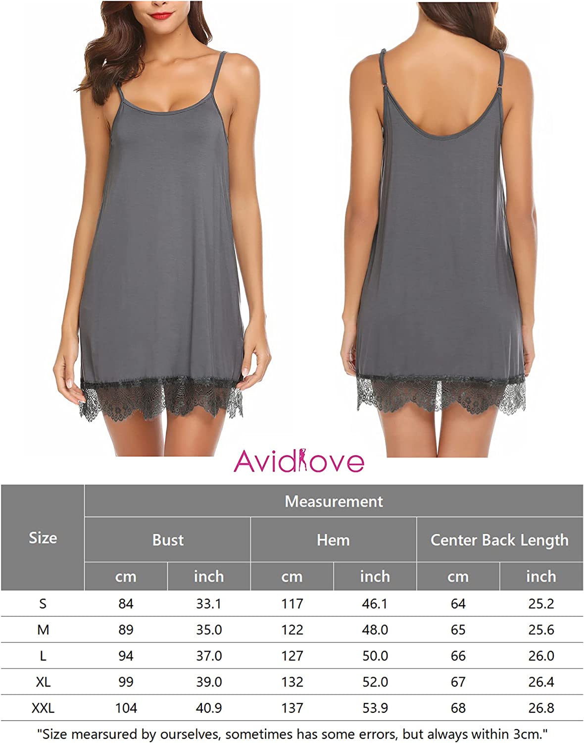 Avidlove Sleepwear Chemise Nightgown Lace Babydoll Nightdress Sleep Cami Dress