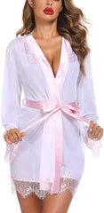 Avidlove Lingerie Robe Lace Kimono Cover Up Satin Mesh Robe Babydoll Lingerie Set