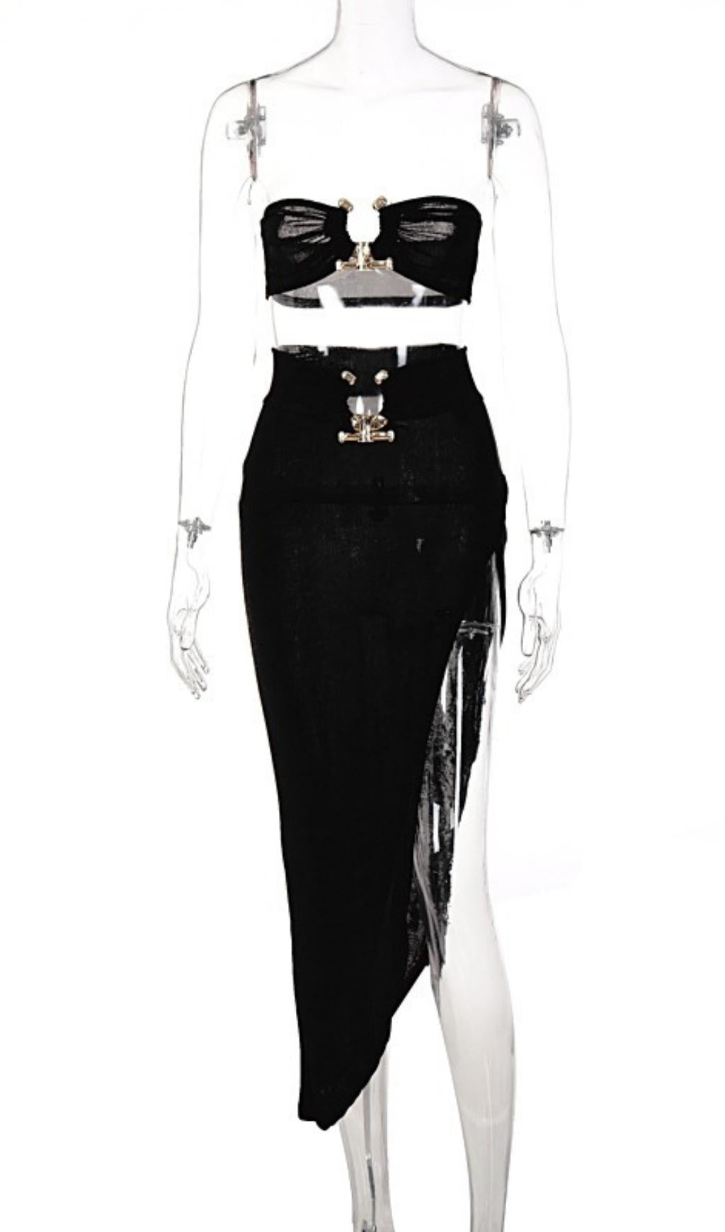 TRÄGERLOSES TOP MAXIKLEID ZWEITEILIGER ANZUG