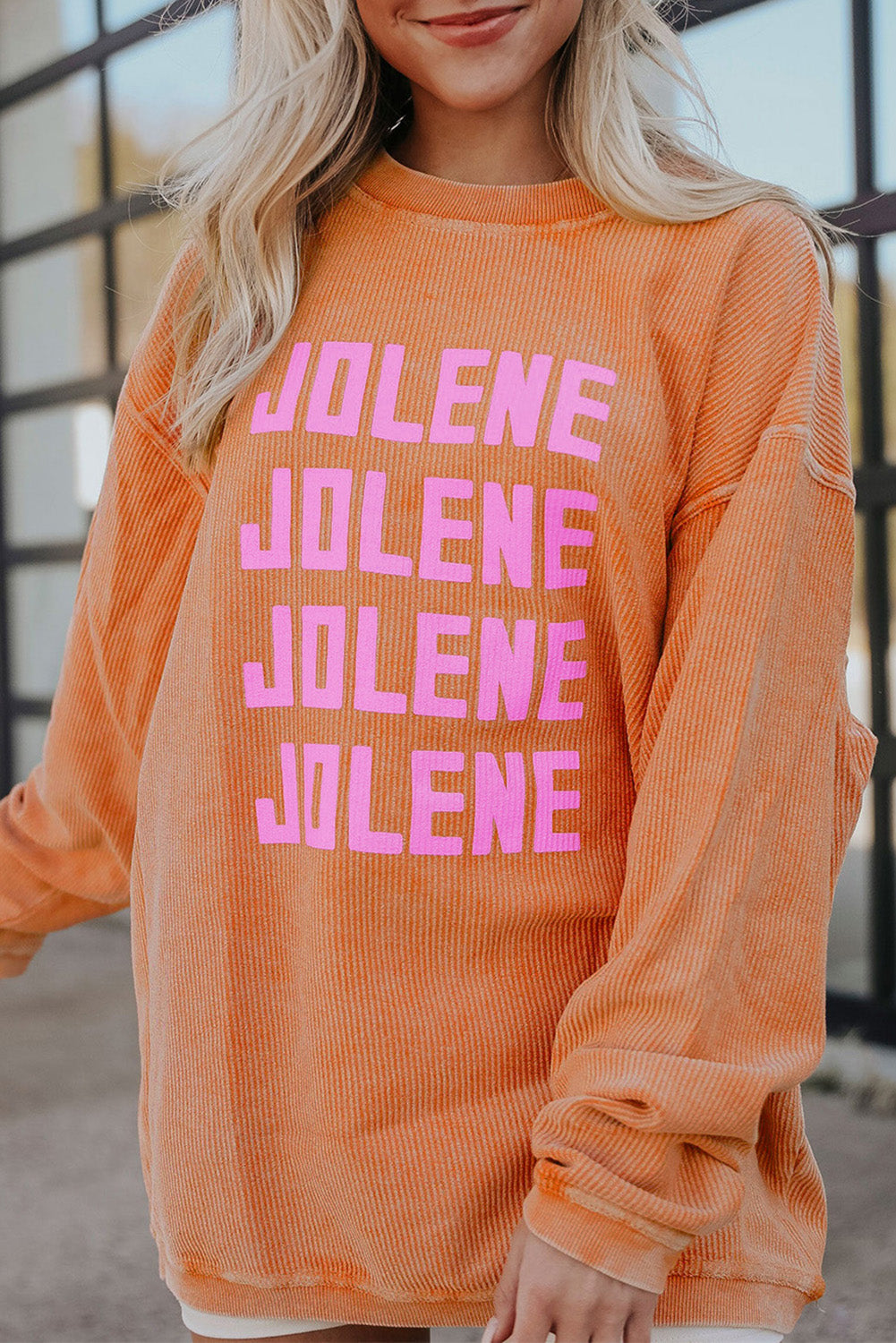 Orange THANKFUL Ribbed Corded Oversized Sweatshirt