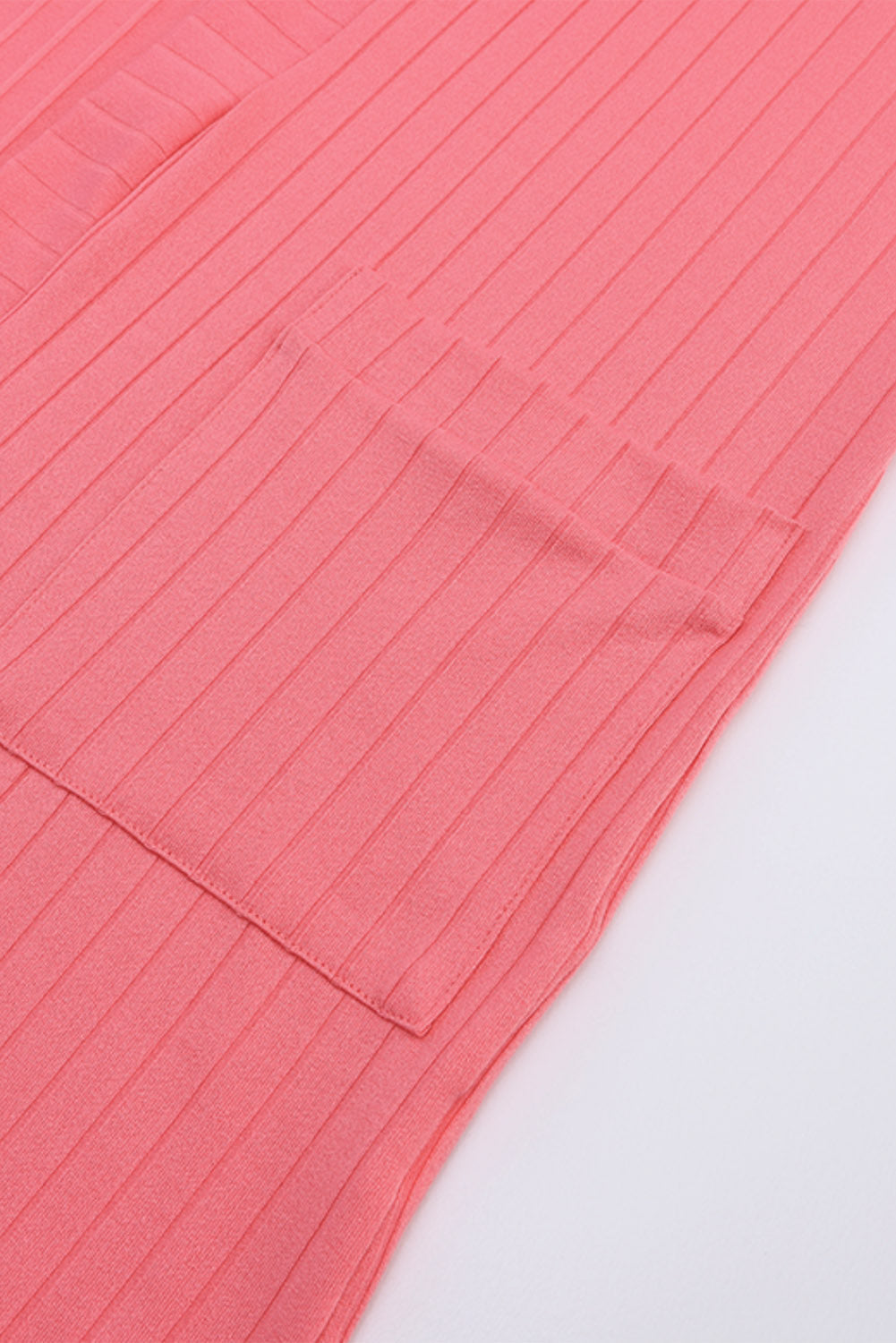 Rosa Strickjacke mit offener Vorderseite und Taschen