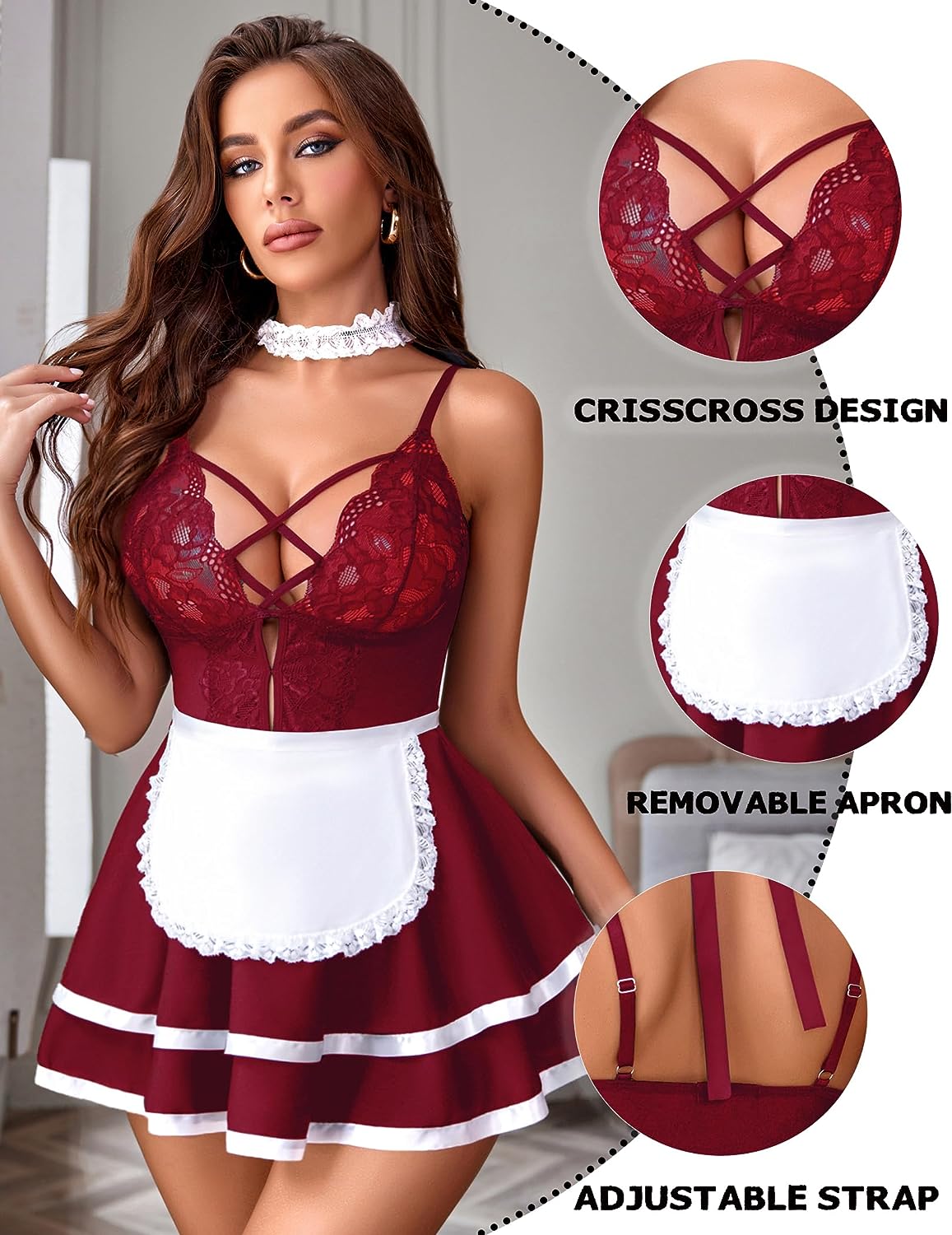 Avidlove Maid Lingerie for Maid Outfit French Maid Costume Babydoll Lingerie Dress Cosplay Lingerie