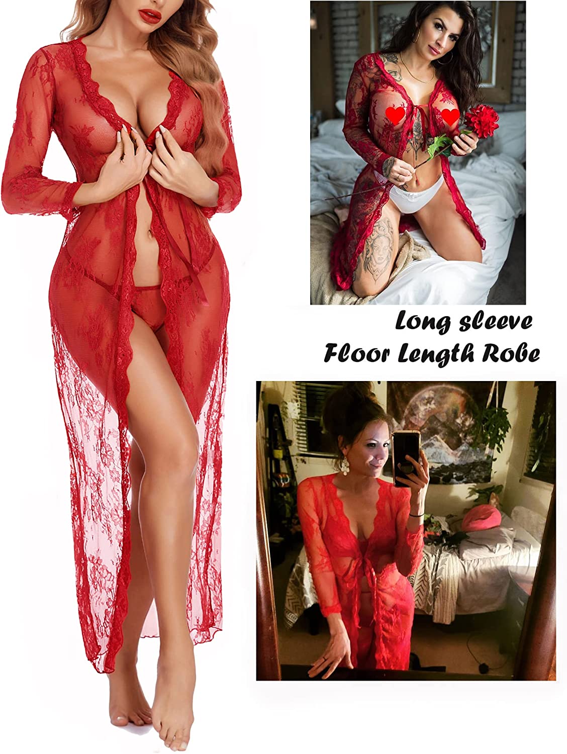 Avidlove Lace Robe for Lingerie Bridal Lace Babydoll Robe Lingerie Sheer Wedding Gown