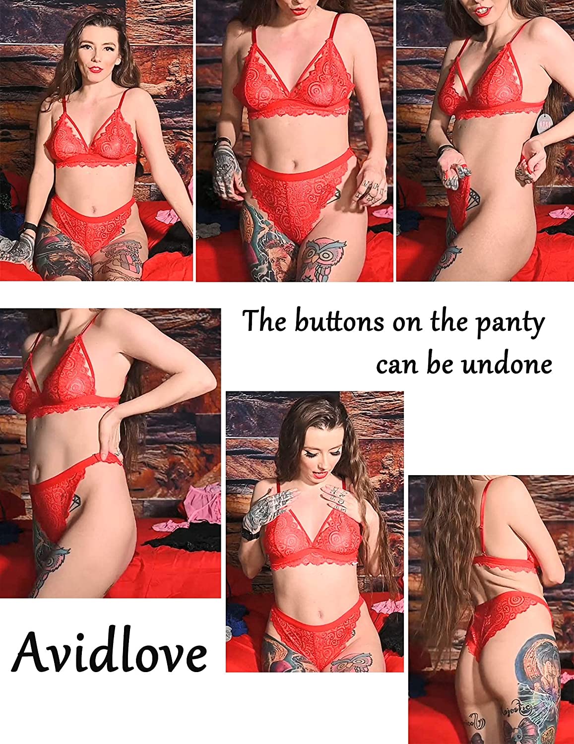 Avidlove Bra and Panty Set Lingerie Set for 2 Piece Lace Bralette and Panty Set