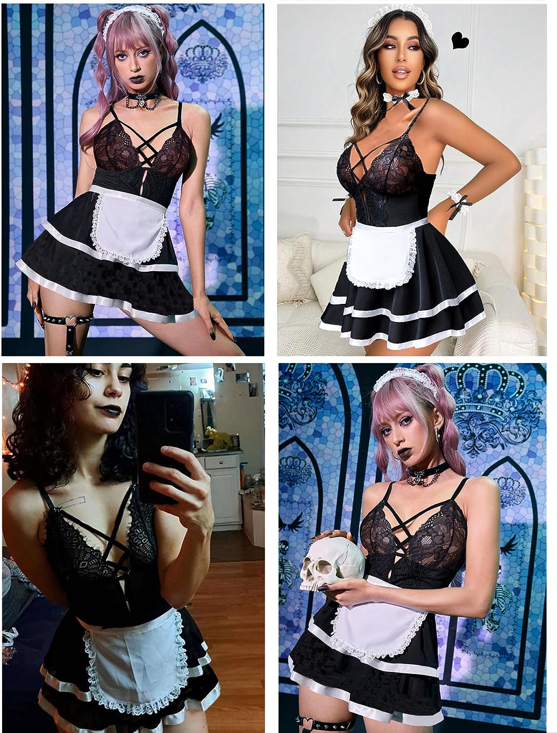 Avidlove Maid Lingerie for Maid Outfit French Maid Costume Babydoll Lingerie Dress Cosplay Lingerie