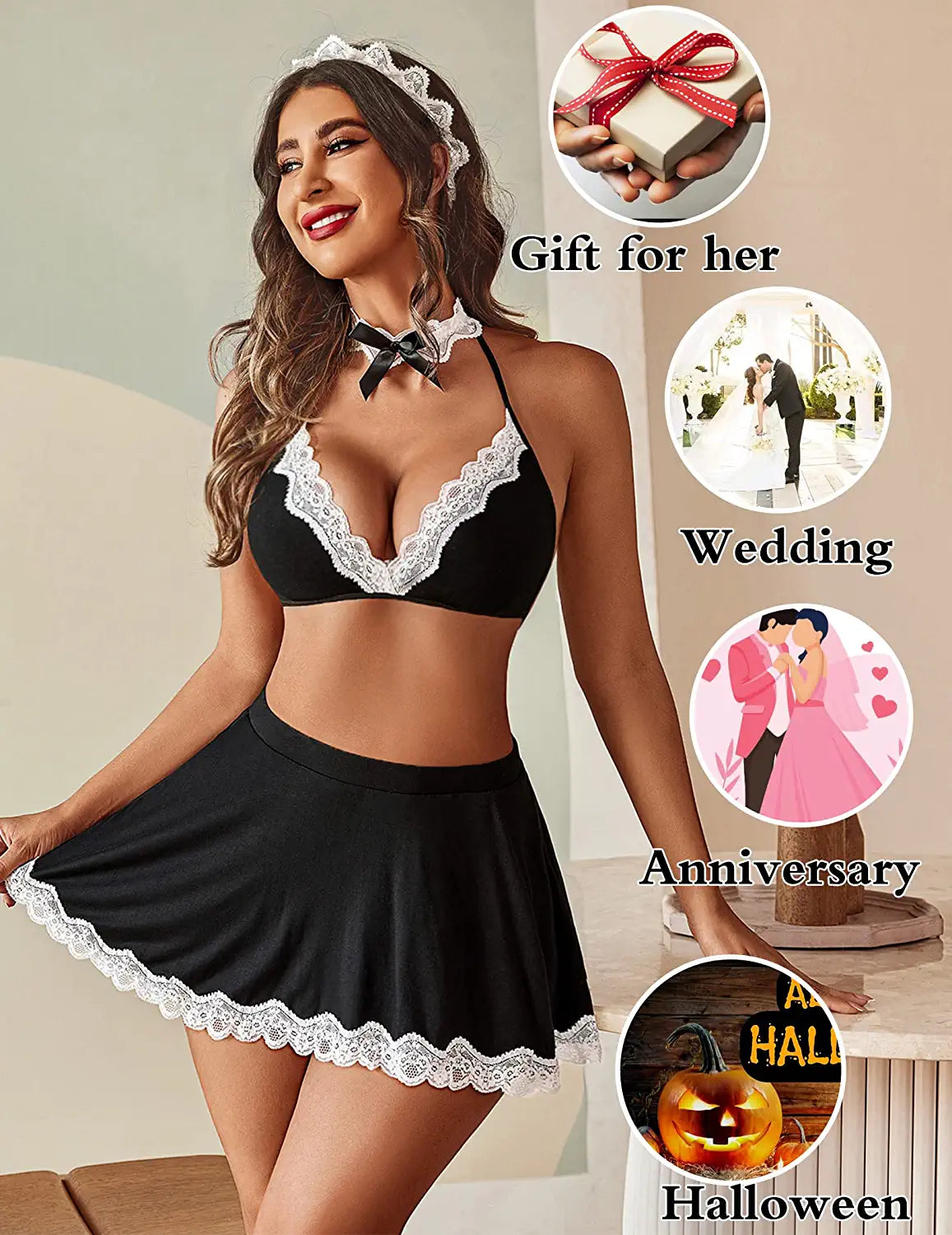 Avidlove Maid Lingerie for Roleplay Lingerie Cosplay Lingerie Set Halloween Costumes