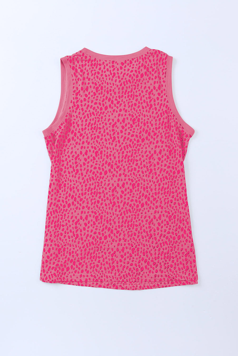 Camiseta sin mangas con cuello redondo y estampado de leopardo rosa