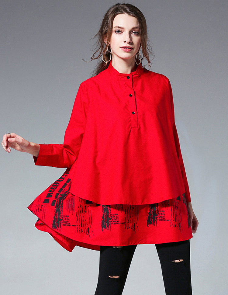 Loose Fashion Versatile Printed Blouse