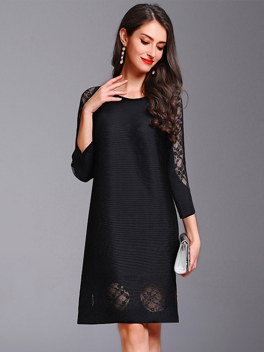 Lace Stitching Diamond Slimming Mini Dress