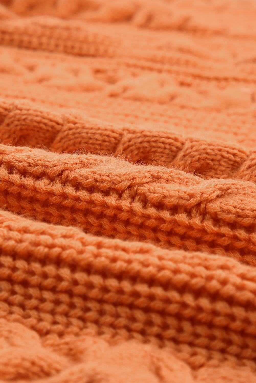 Orange Chunky Knit Open Front Cardigan